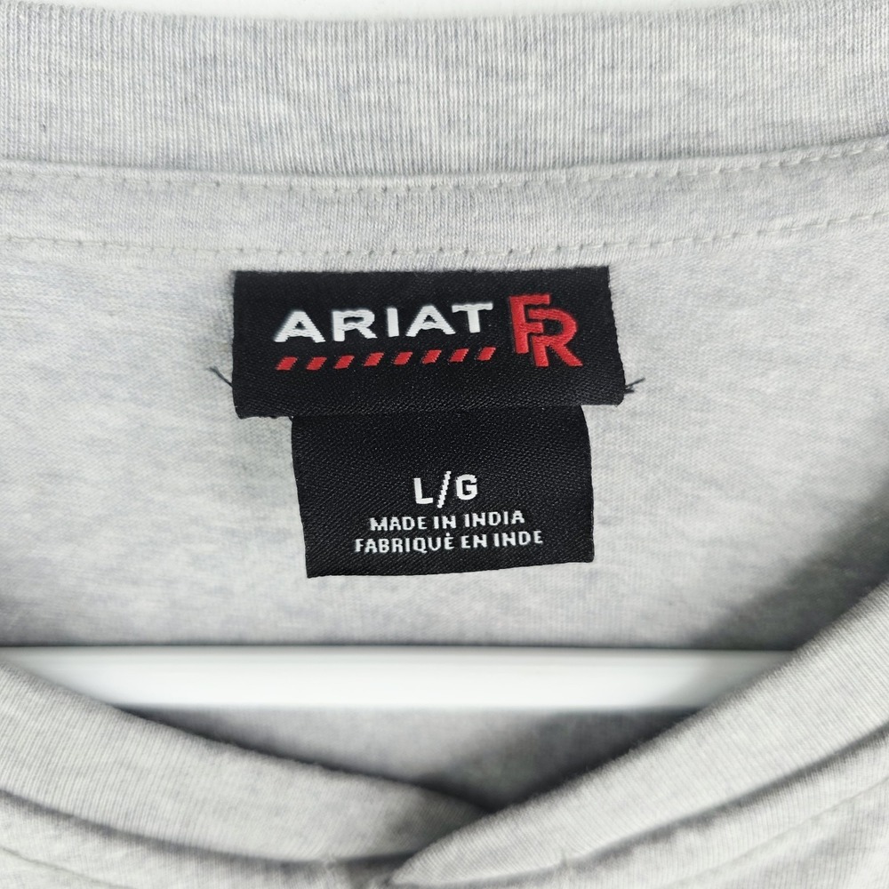Ariat Men Gray Henley Large FR Work Crew Long Sleeve T-Shirt CAT2 2212 Perdido - Picture 4 of 16